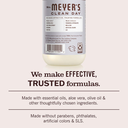 The convenient pump mechanism and sleek bottle design of this imported lavender hand wash.