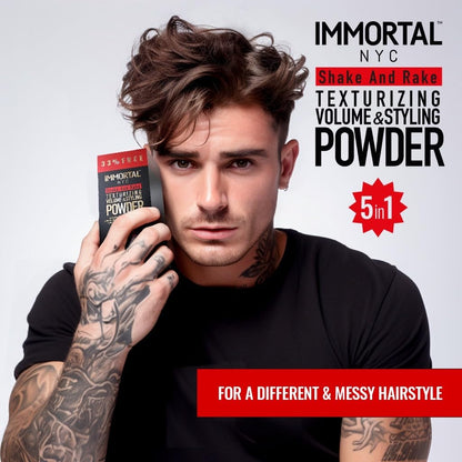 Immortal NYC hair texture powder container with matte finish label