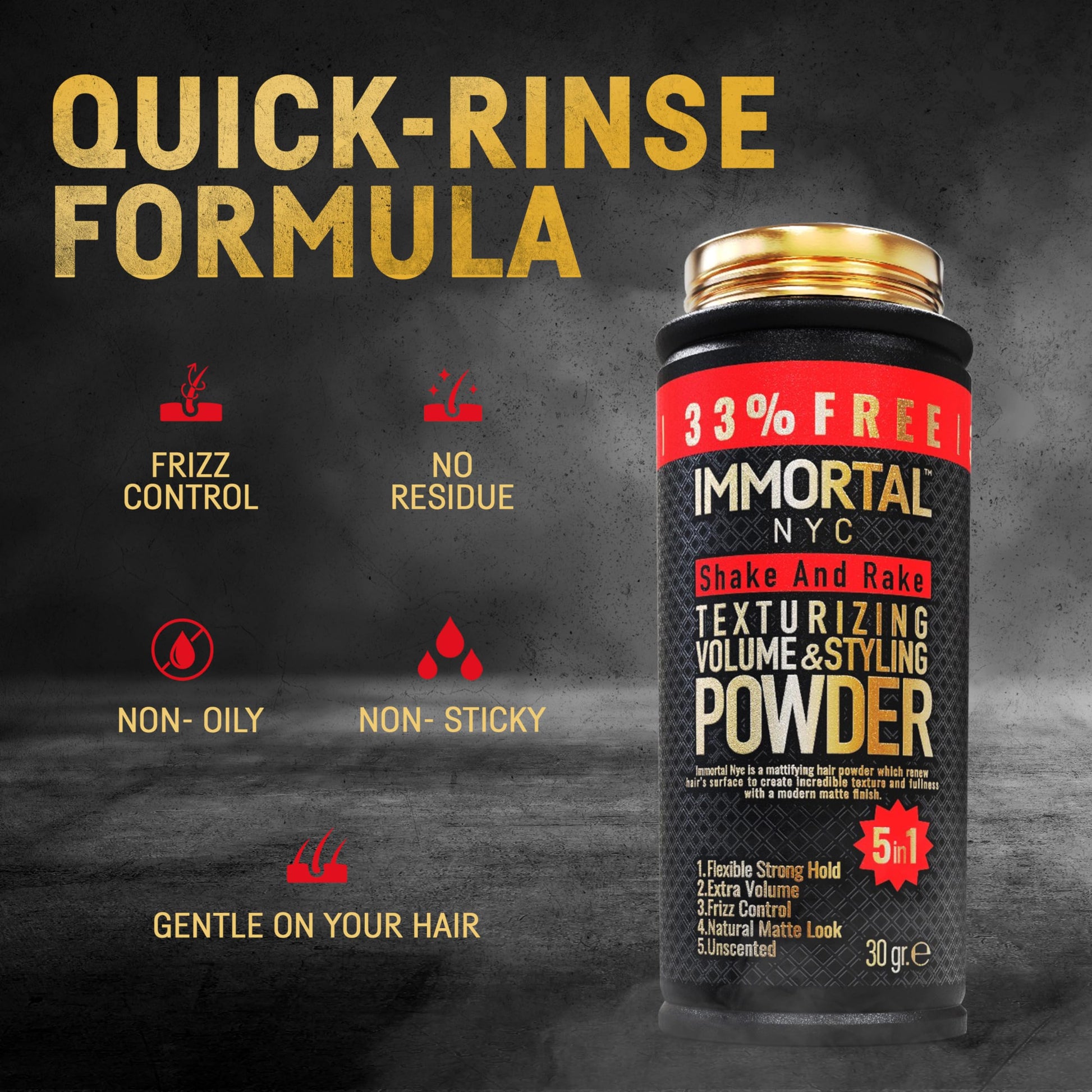 Side profile of Immortal NYC 5-in-1 volume powder for men