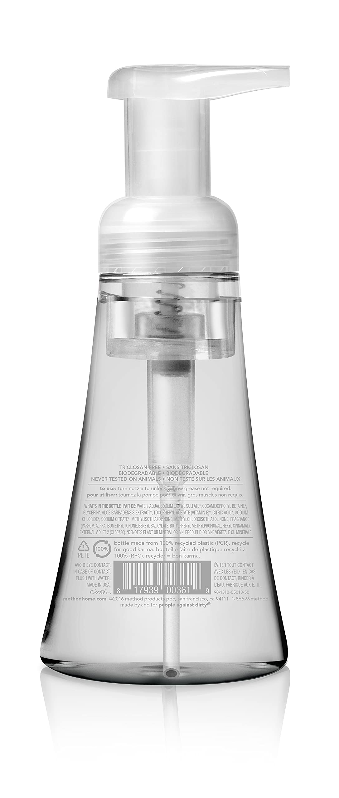 Method plant based foaming hand wash white pump dispenser details