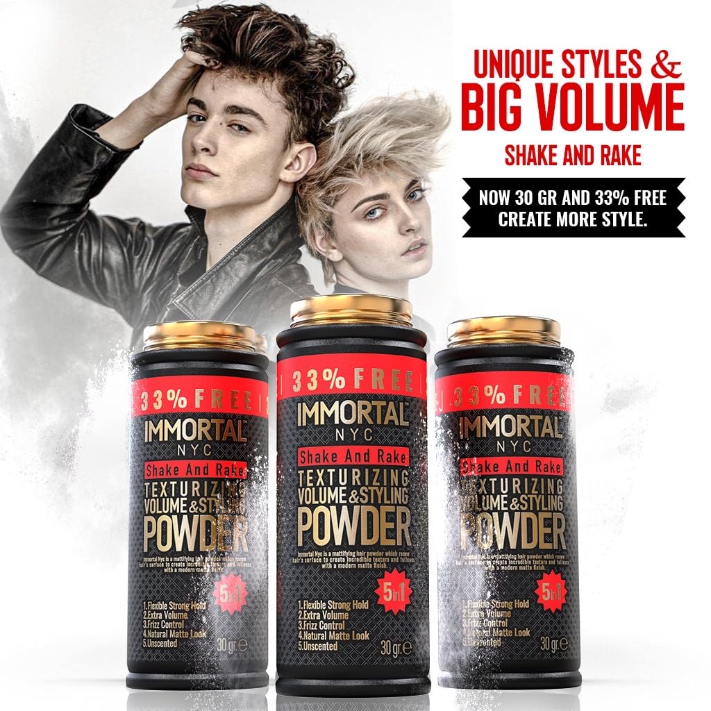 Product texture demonstration of Immortal NYC volume and styling powder