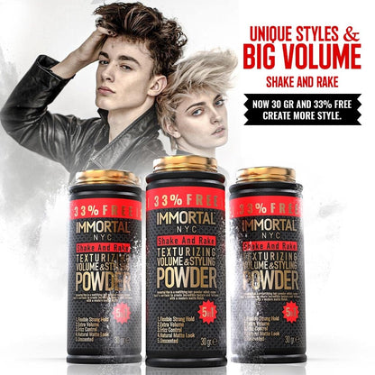 Product texture demonstration of Immortal NYC volume and styling powder