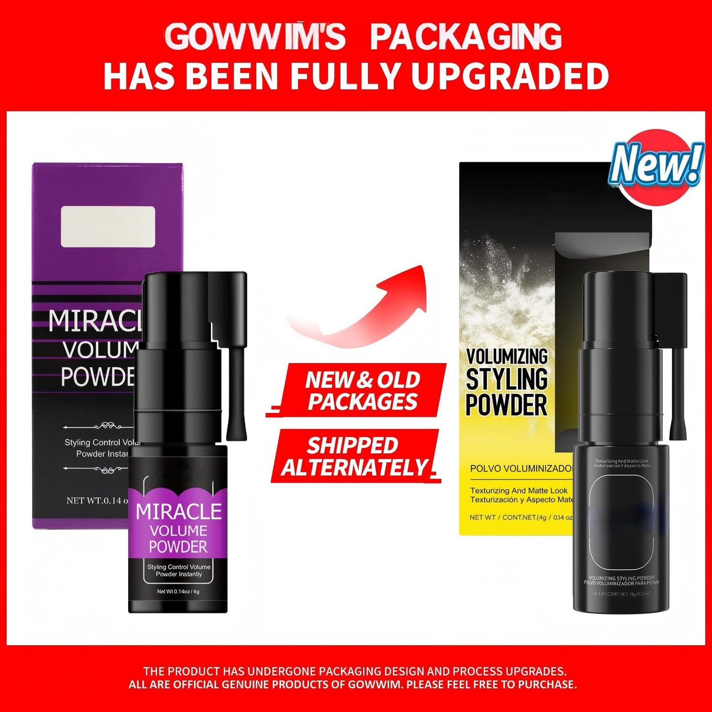 Gowwim hair volume powder 360 degree rotating nozzle detail