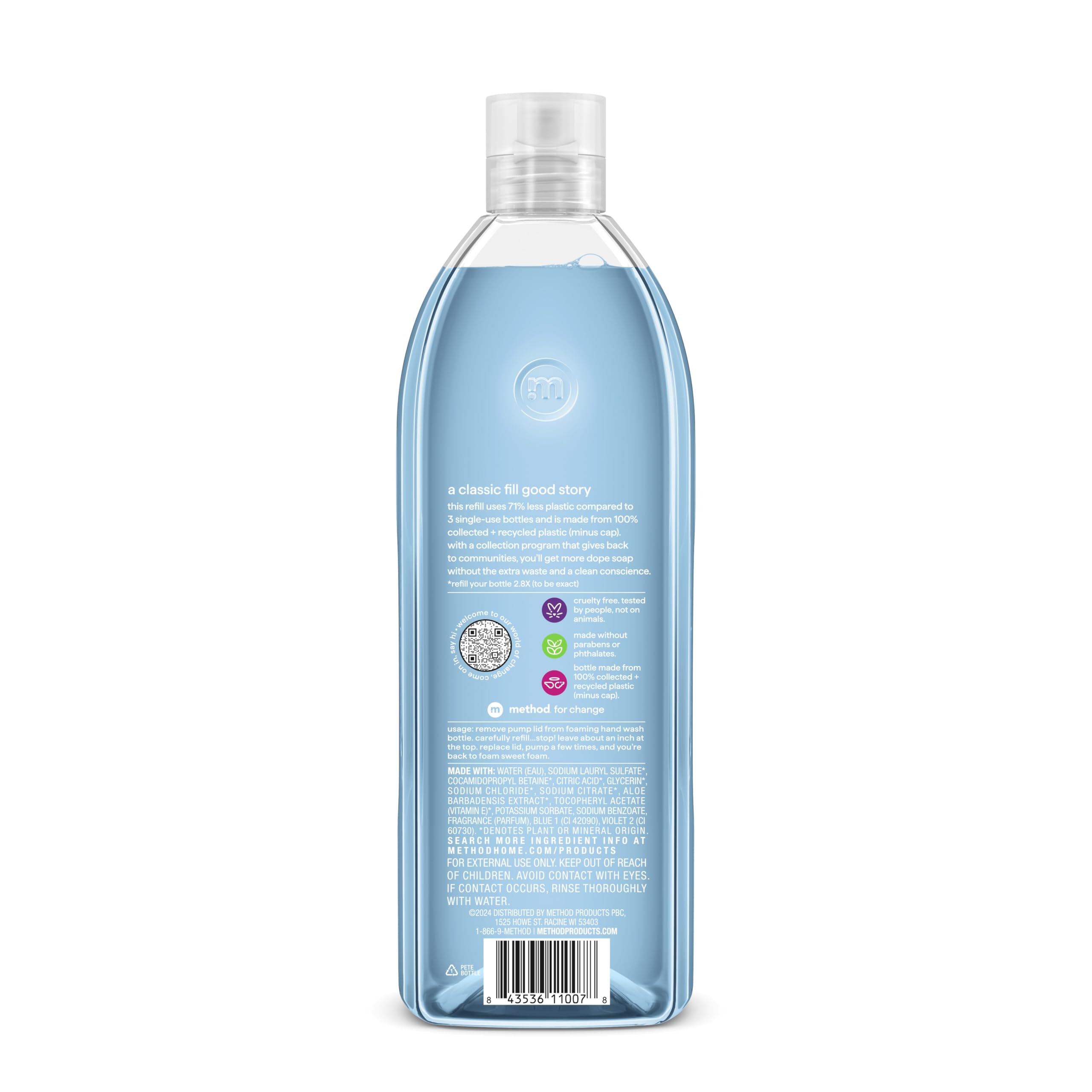Method plant based foaming hand wash refill packaging instructions