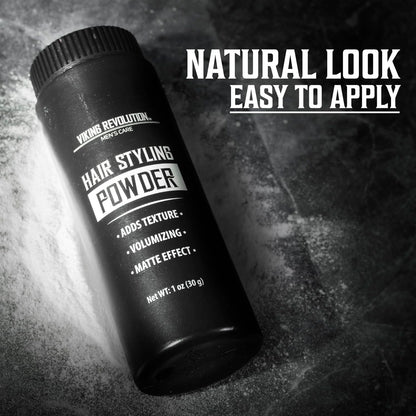 Close up of Viking Revolution hair volumizing powder bottle