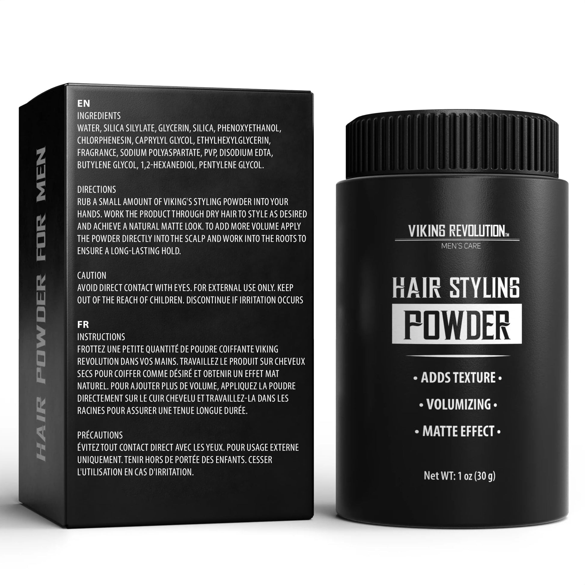 Viking Revolution hair styling powder texture and application demonstration