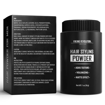 Viking Revolution hair styling powder texture and application demonstration