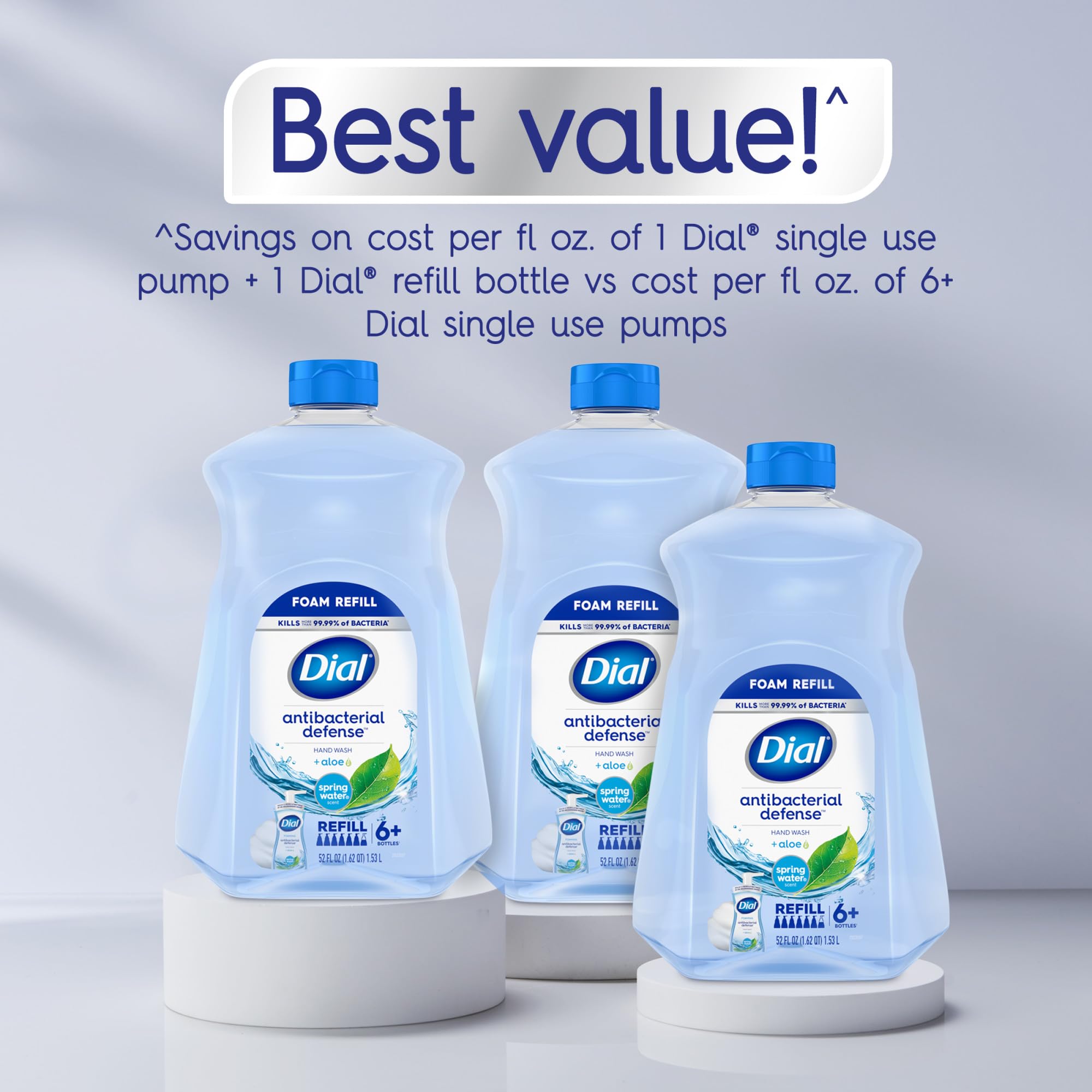 Dropy India imported Dial foaming hand wash refill showing aloe vera moisturizing protection features