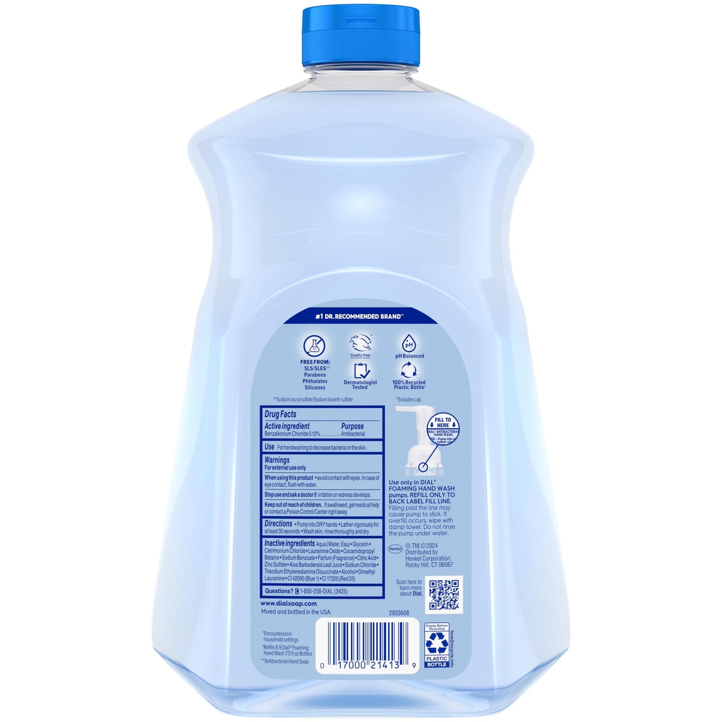 Dial non toxic antibacterial hand wash liquid formula for filling six standard soap pumps