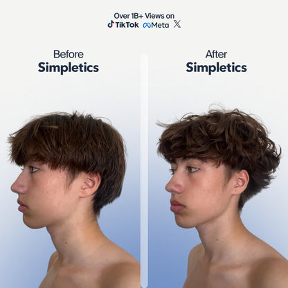 Close up of Simpletics rice starch hair powder bottle
