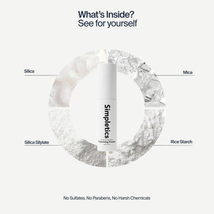 Back of pack Simpletics natural hair powder ingredients