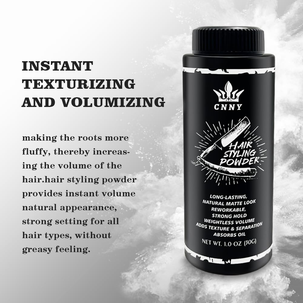 Man styling short hair with Crownnaturally texture powder