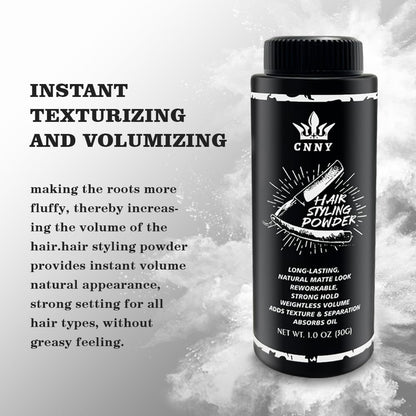 Man styling short hair with Crownnaturally texture powder