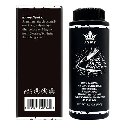 Crownnaturally matte finish hair powder label detail