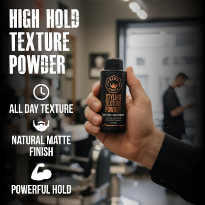 Gibs Grooming hair powder showing matte finish texture