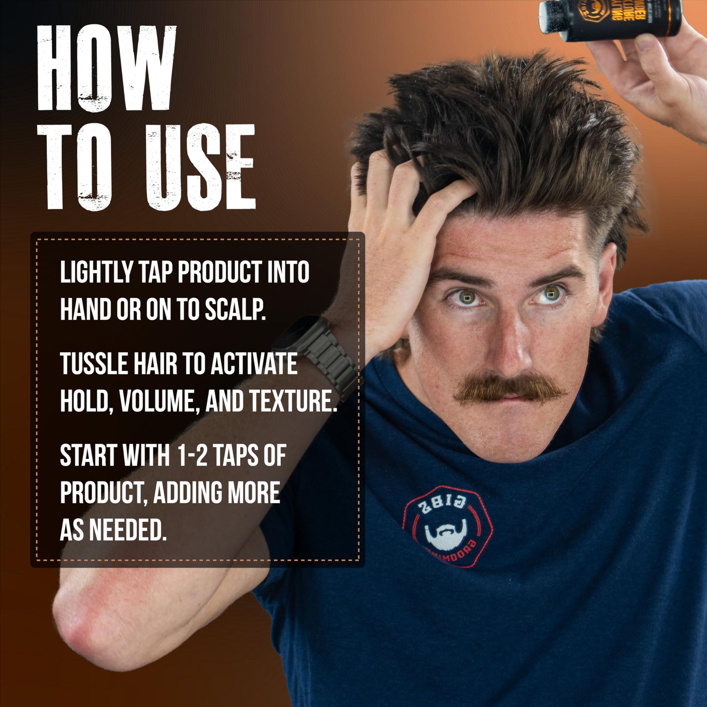 Lifestyle application of Gibs Grooming powder for hair volume