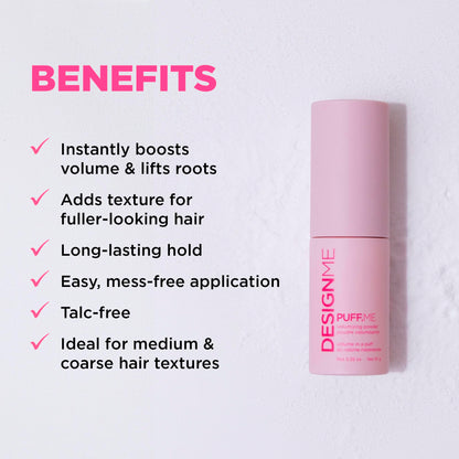 Side view of Design.Me Puff.Me hair volumizer bottle