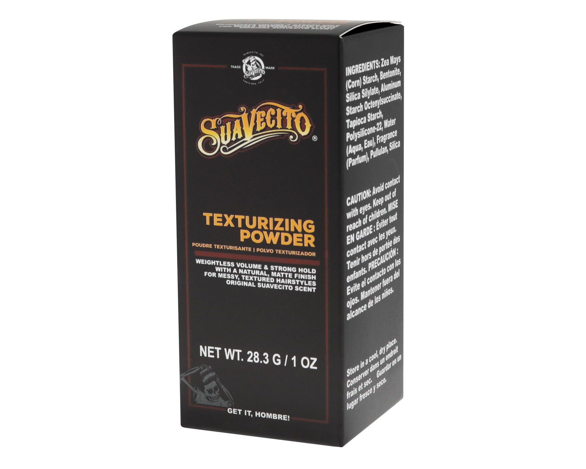 Suavecito hair powder bottle showing the sifter top