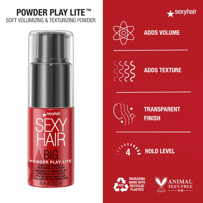 Close up of SexyHair Big Powder Play Lite bottle packaging