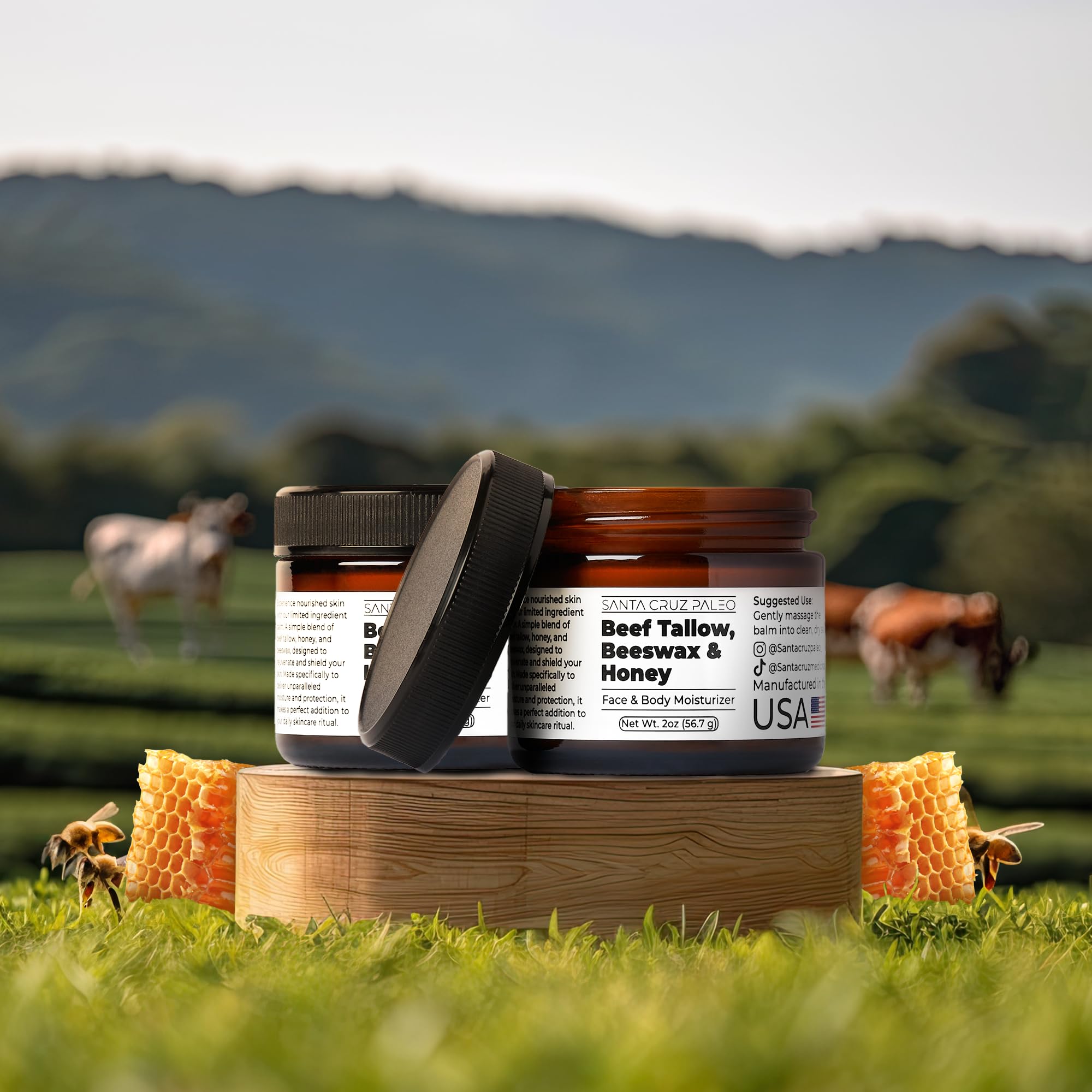 Santa Cruz Paleo organic grass fed beef tallow balm packaging