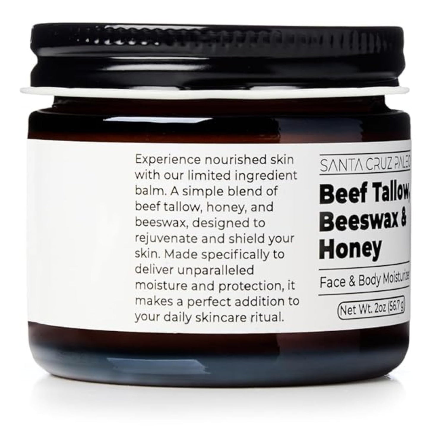 Santa Cruz Paleo 2 ounce beef tallow jar side profile