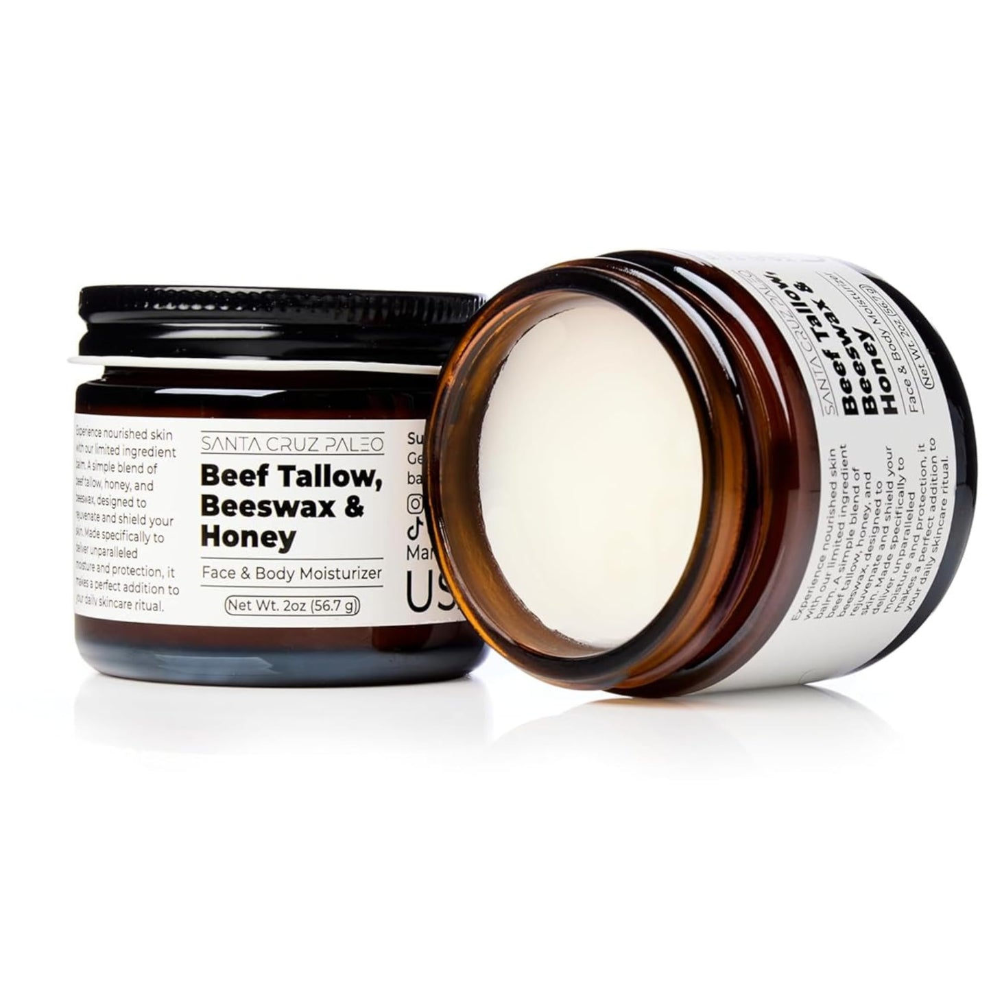 Natural skincare collection featuring Santa Cruz Paleo tallow balm