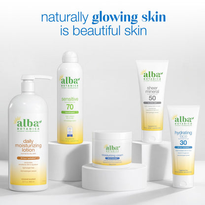 Detailed product packaging of Alba Botanica unscented lotion