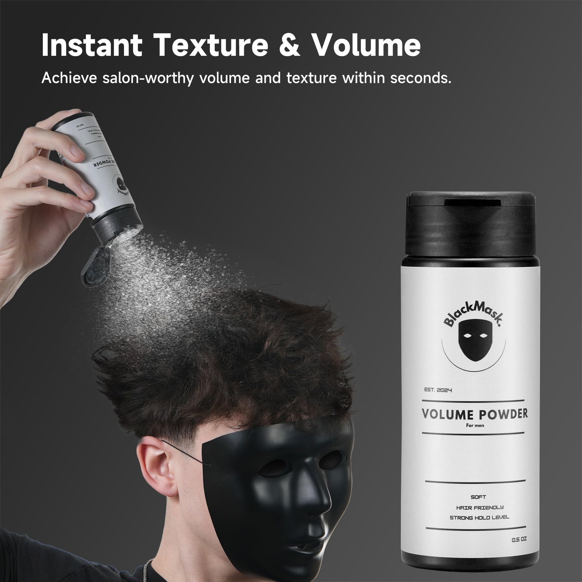 BlackMask hair styling powder container size comparison