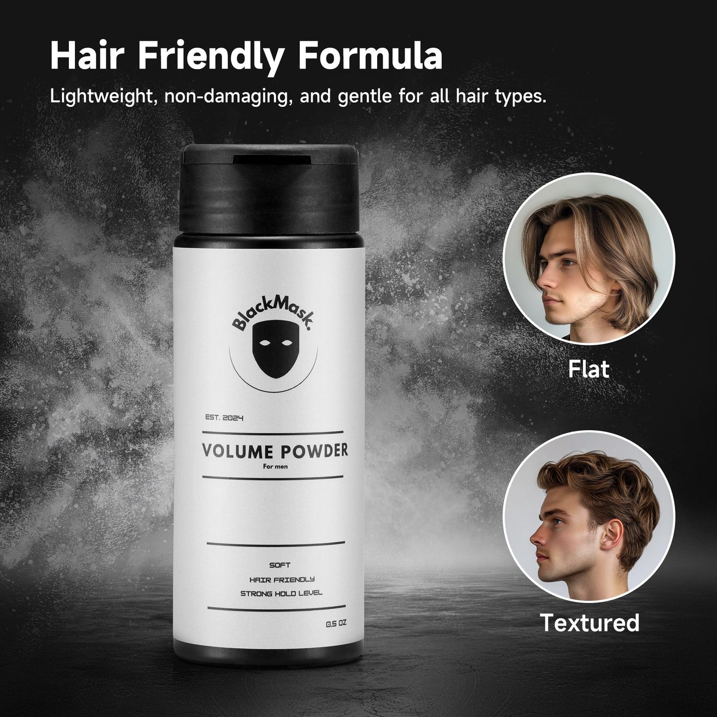 BlackMask volumizing powder application on hair roots