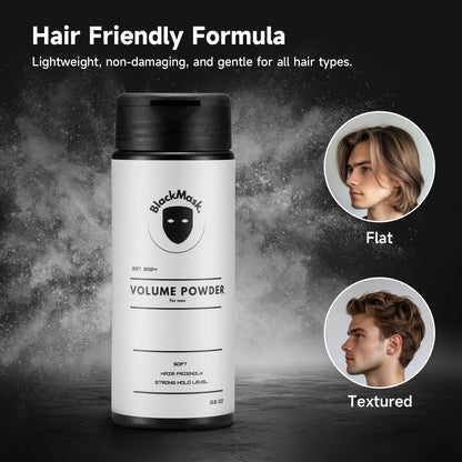BlackMask volumizing powder application on hair roots