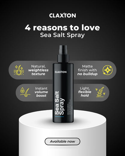 Claxton Sea Salt Spray bottle showcasing lightweight flexible hold features