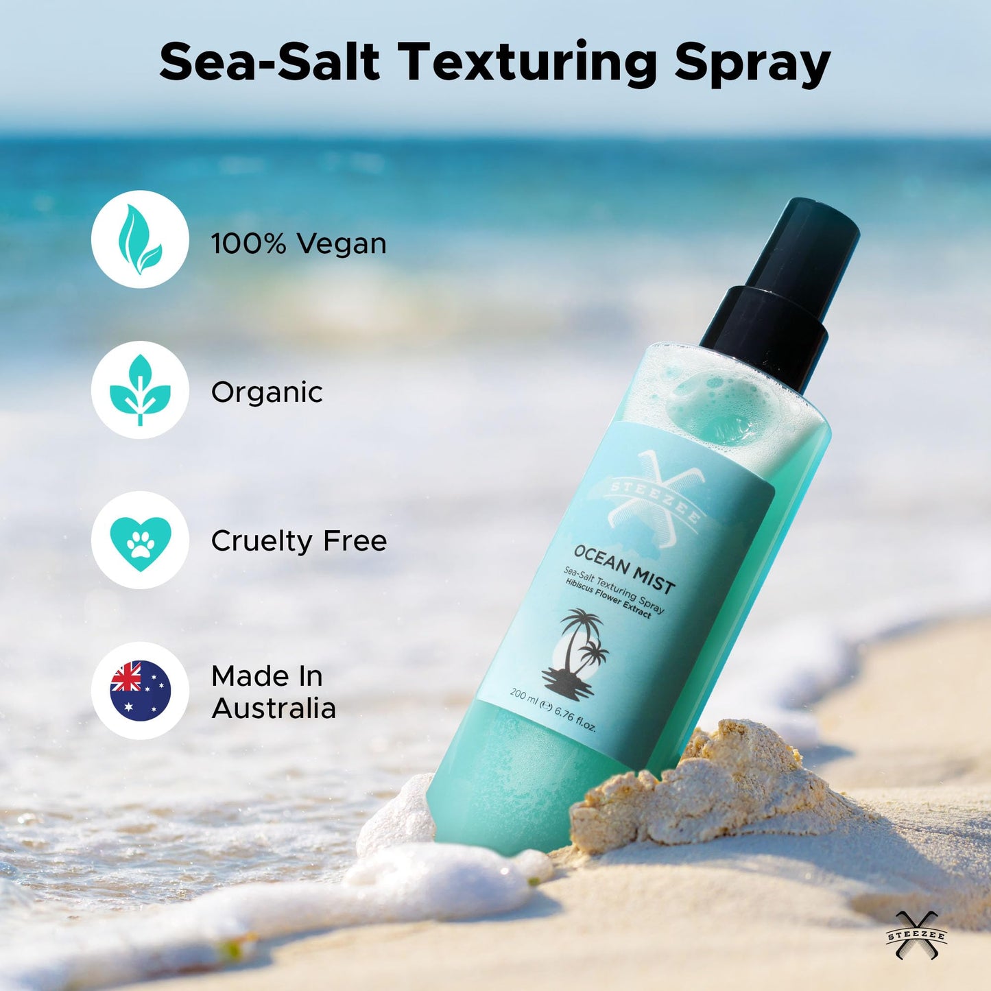 Steezee sea salt spray for beach waves and volume