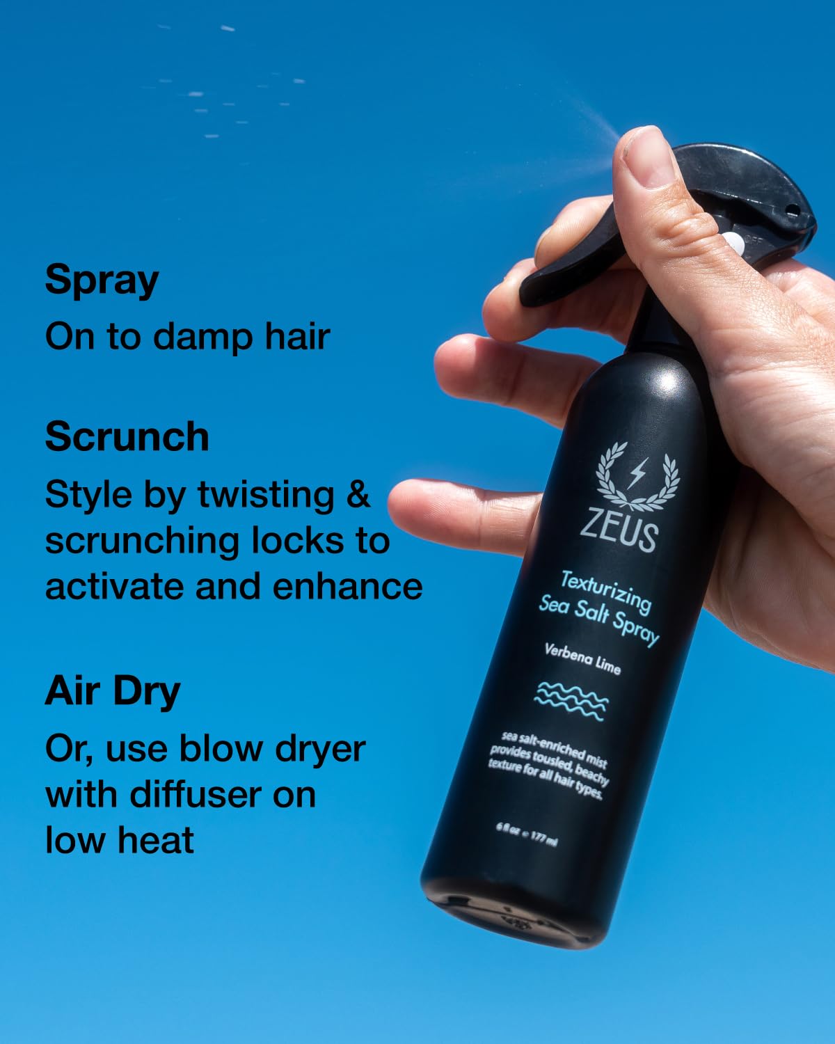 Matte finish hair styling spray by Zeus