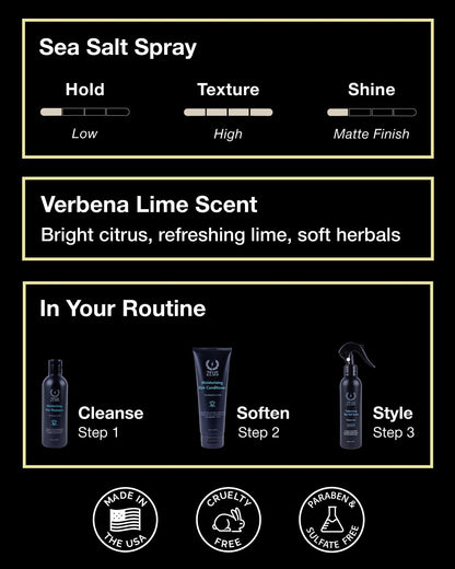 Zeus Verbena Lime sea salt hair spray bottle