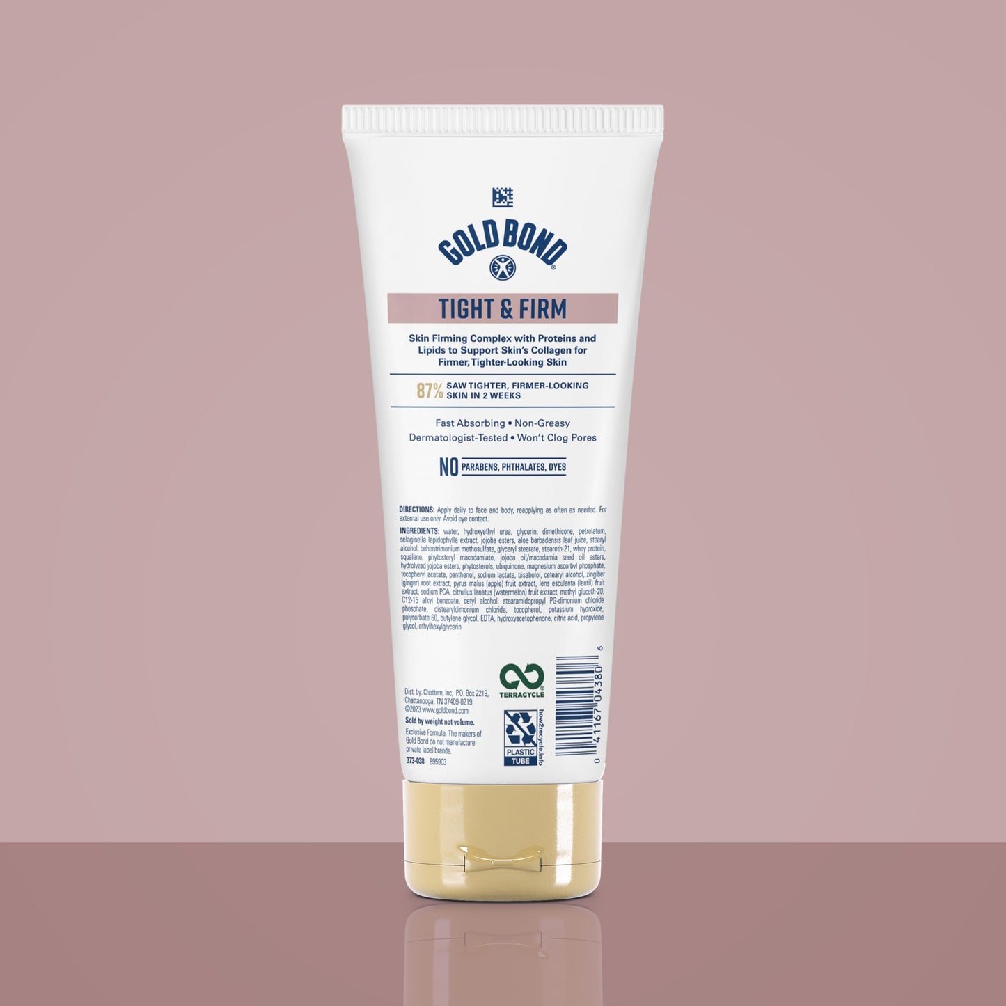 Gold Bond skin firming lotion tube packaging