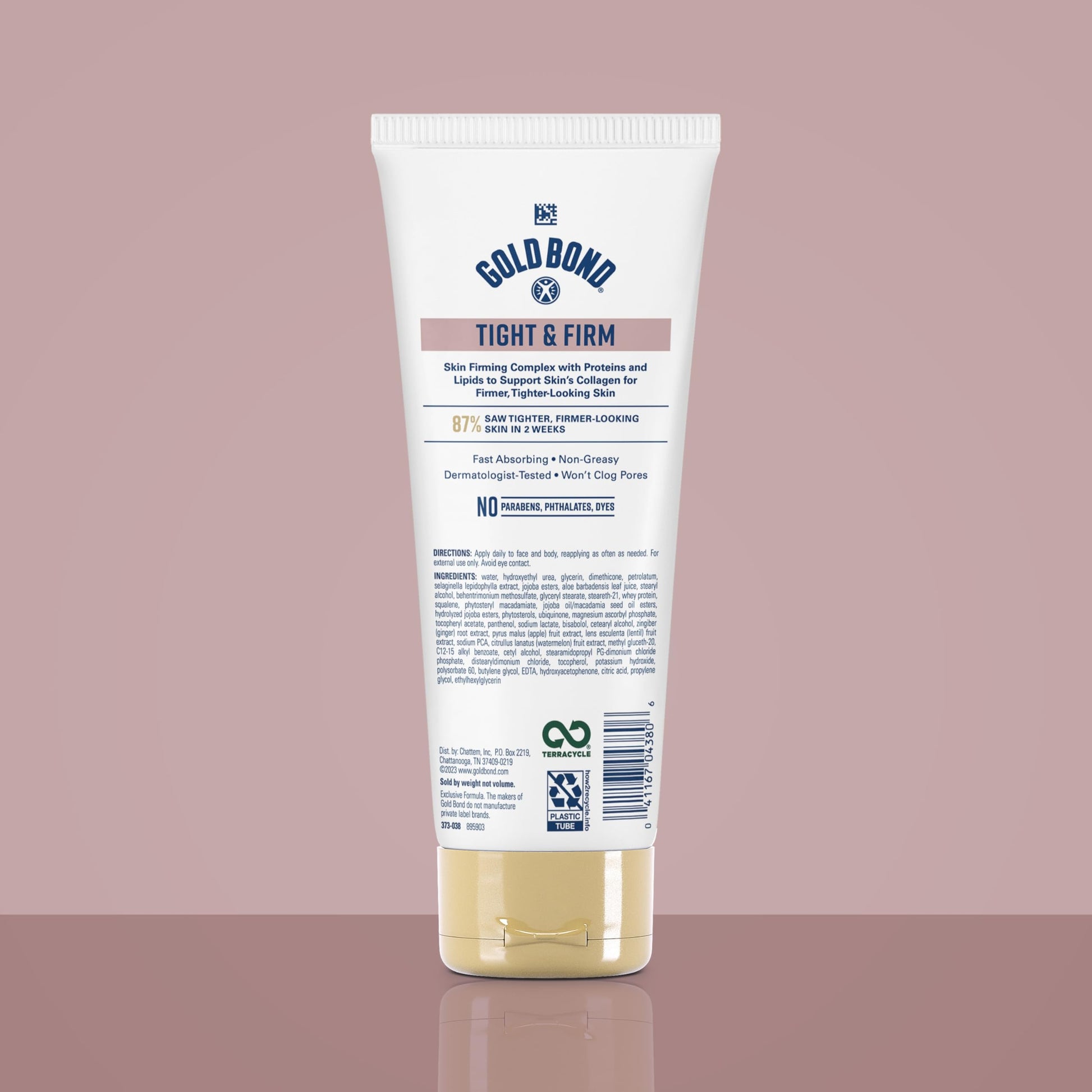 Gold Bond skin firming lotion tube packaging