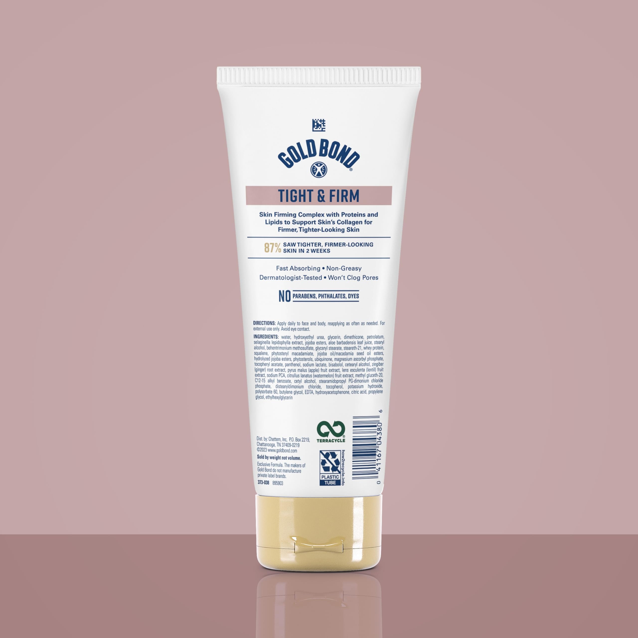 Gold Bond skin firming lotion tube packaging