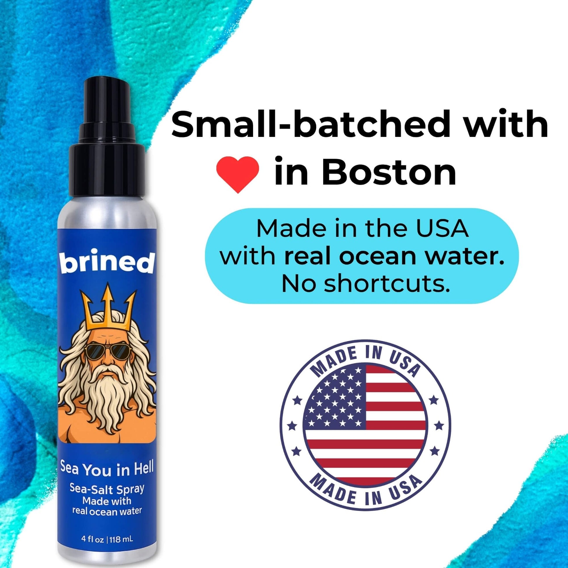 Premium Brined ocean water spray formulation for thick and wavy hair types