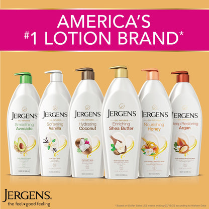 Back label of Jergens Shea Butter moisturizer showing ingredients