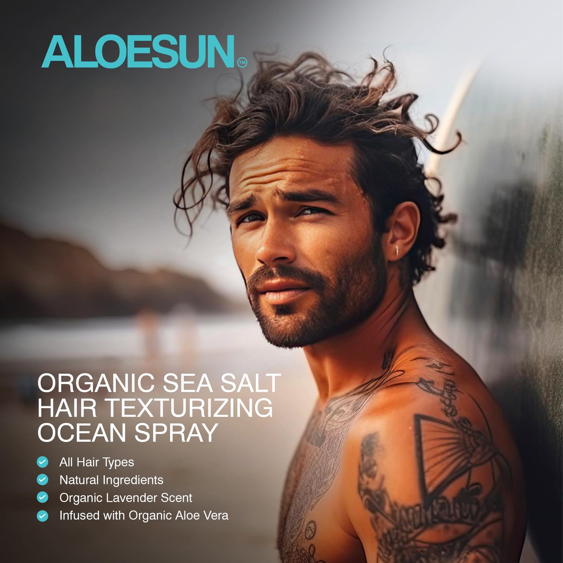 ALOESUN styling spray applied to wavy and curly hair for definition