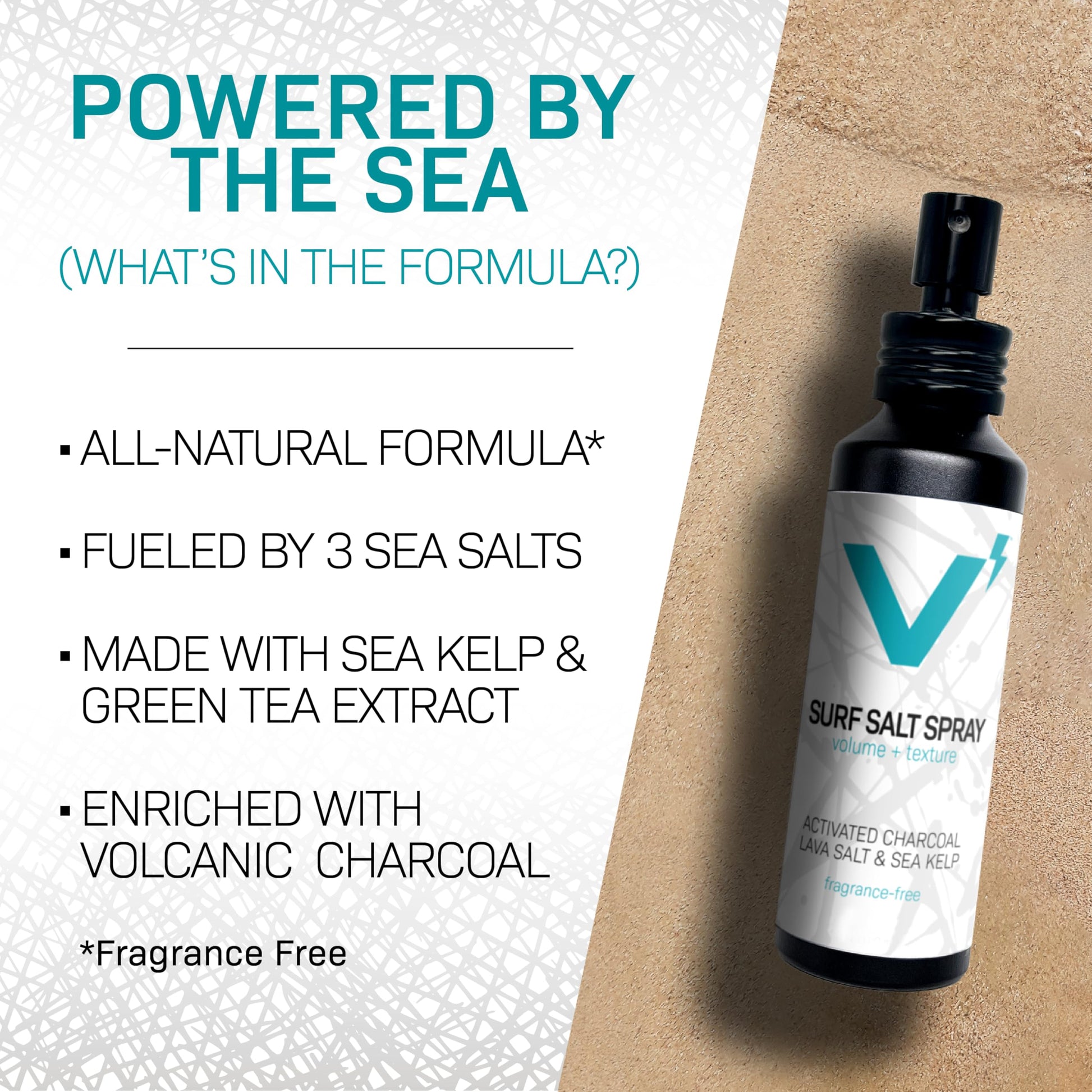 Aerosol-free volumizing hair spray with natural sea salt ingredients side angle