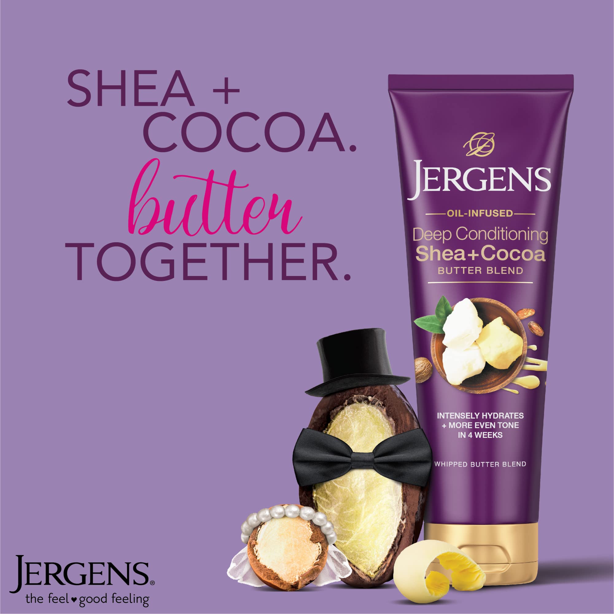 Side profile of Jergens Shea and Cocoa 8.5 fluid ounce bottle