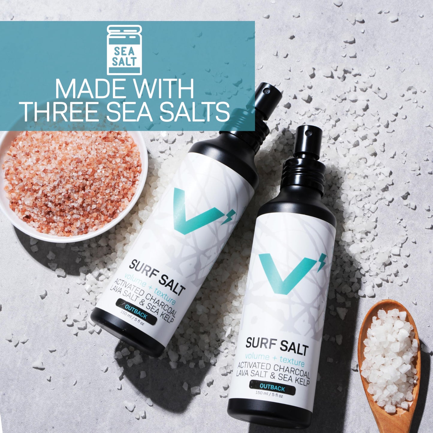 Natural ingredients beach hair spray formula showing clear label details