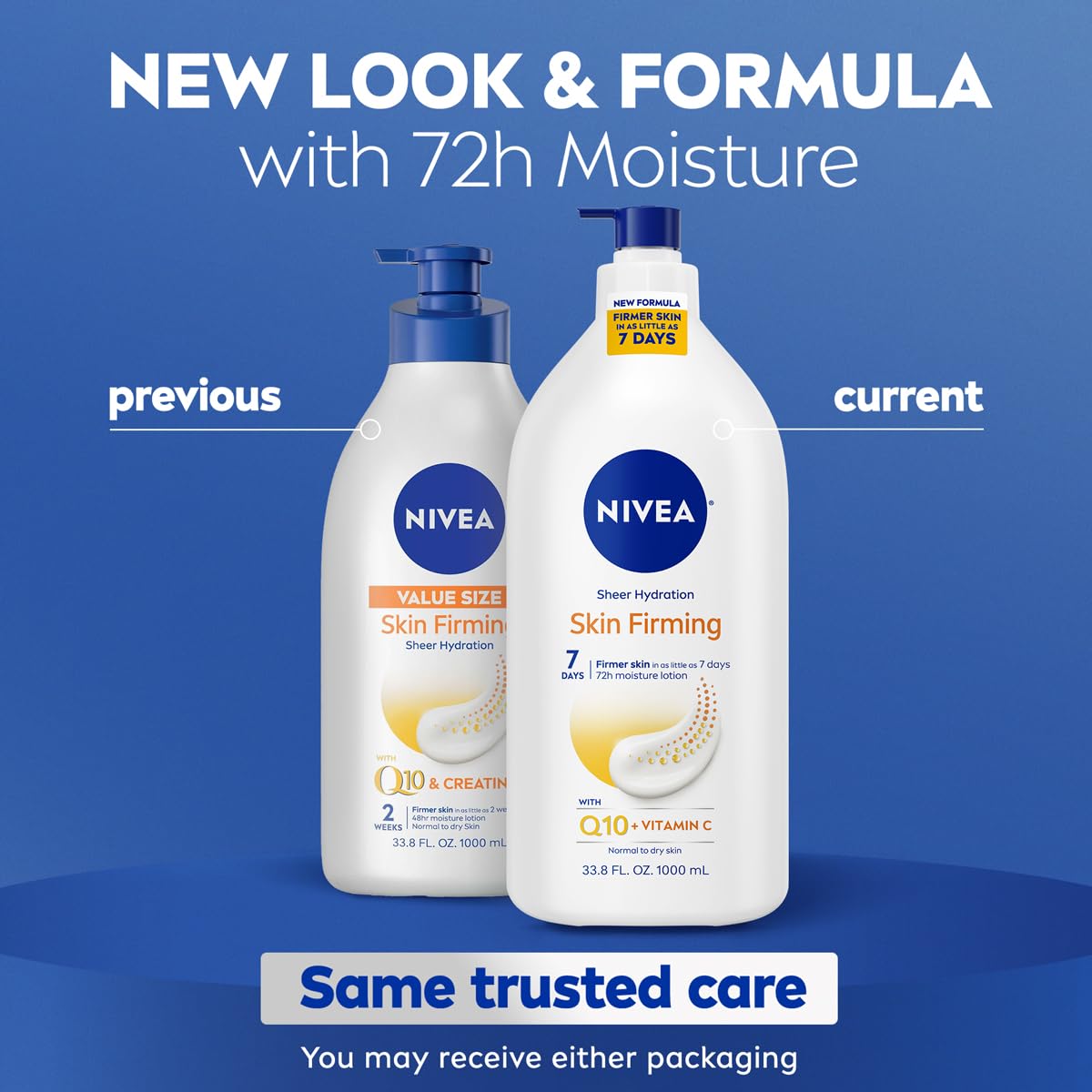 Nivea body lotion 33.8 fluid ounce pump bottle side profile