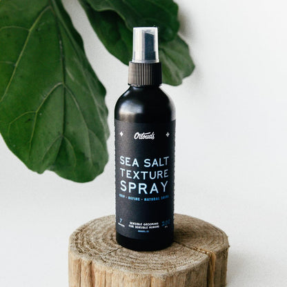 O'Douds texturizing spray packaging displaying the premium green tea and bergamot scent profile