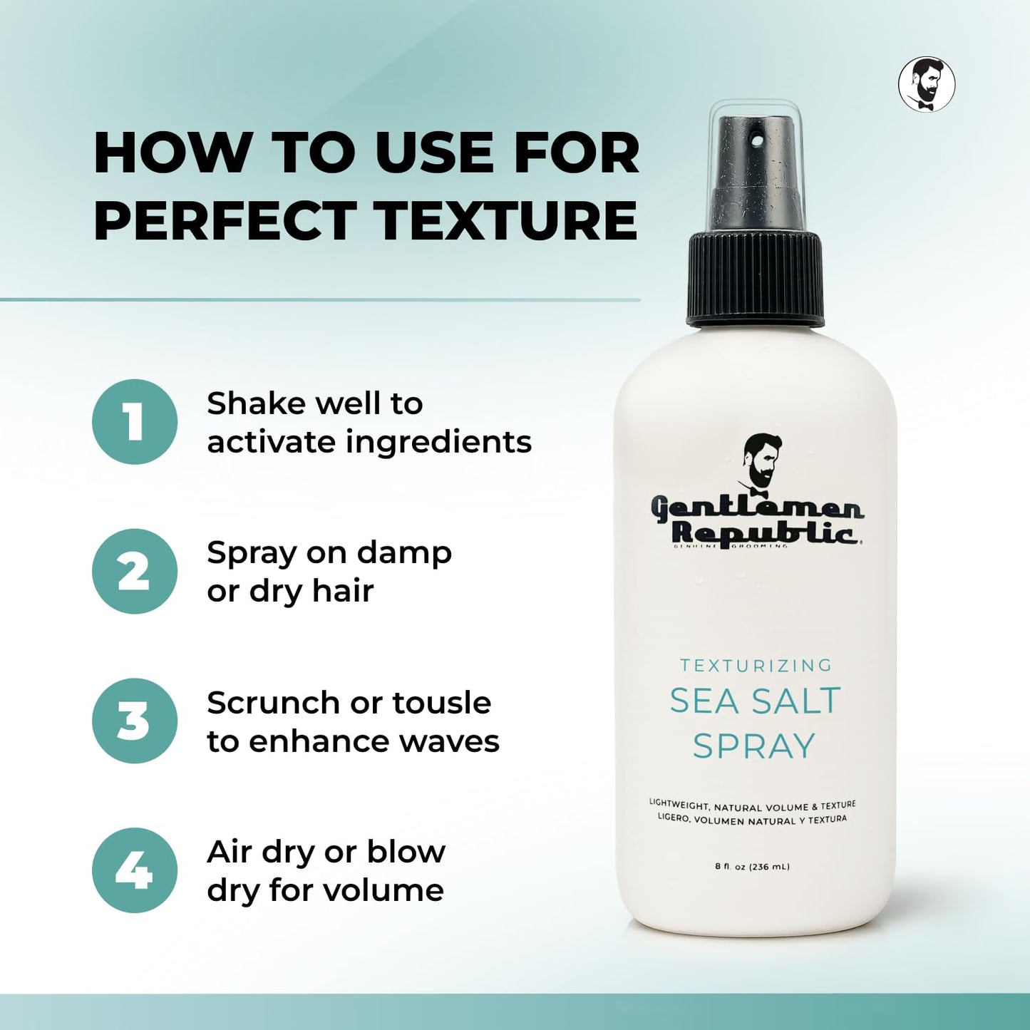 Dead Sea salt and kelp infused hair texturizer back packaging details