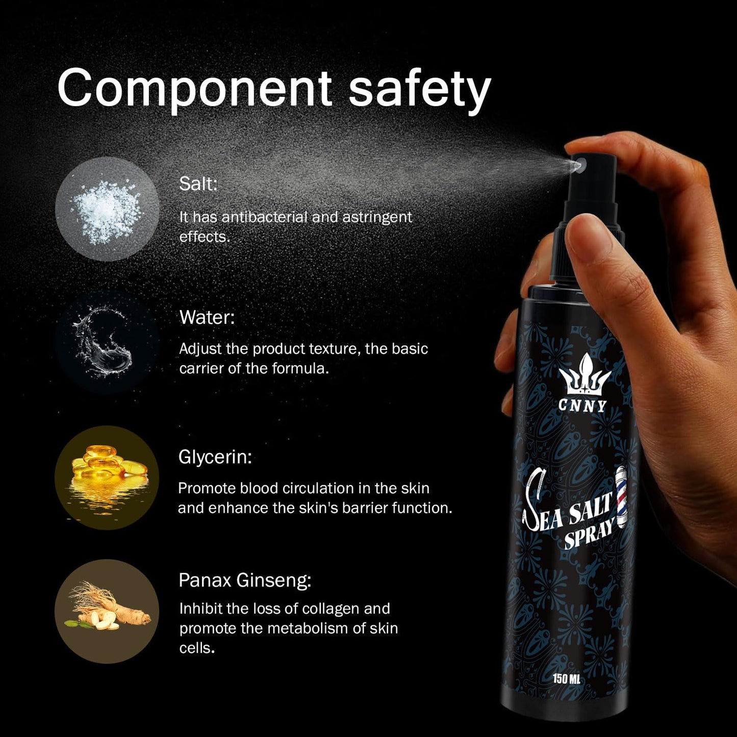 Crownnaturally 150ml sea salt styling spray for beach waves and texture