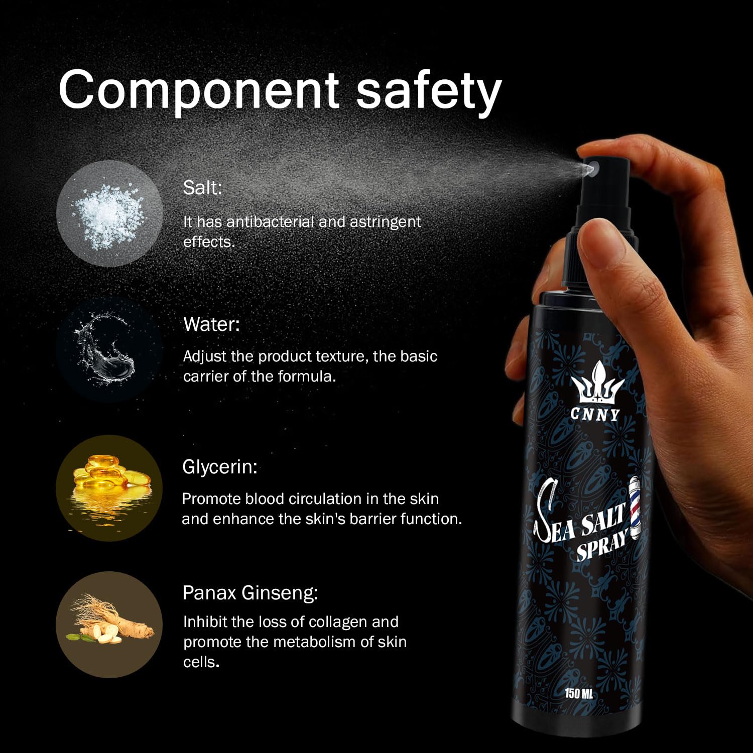 Crownnaturally 150ml sea salt styling spray for beach waves and texture