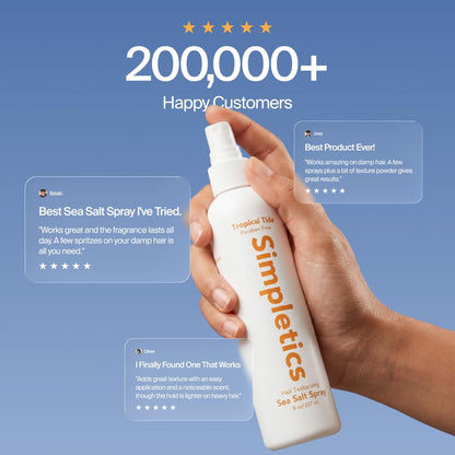 Simpletics five ingredient volumizing mist for straight and wavy hair textures.