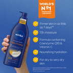 Nivea 16.9 fluid ounce dry skin moisturizer back label